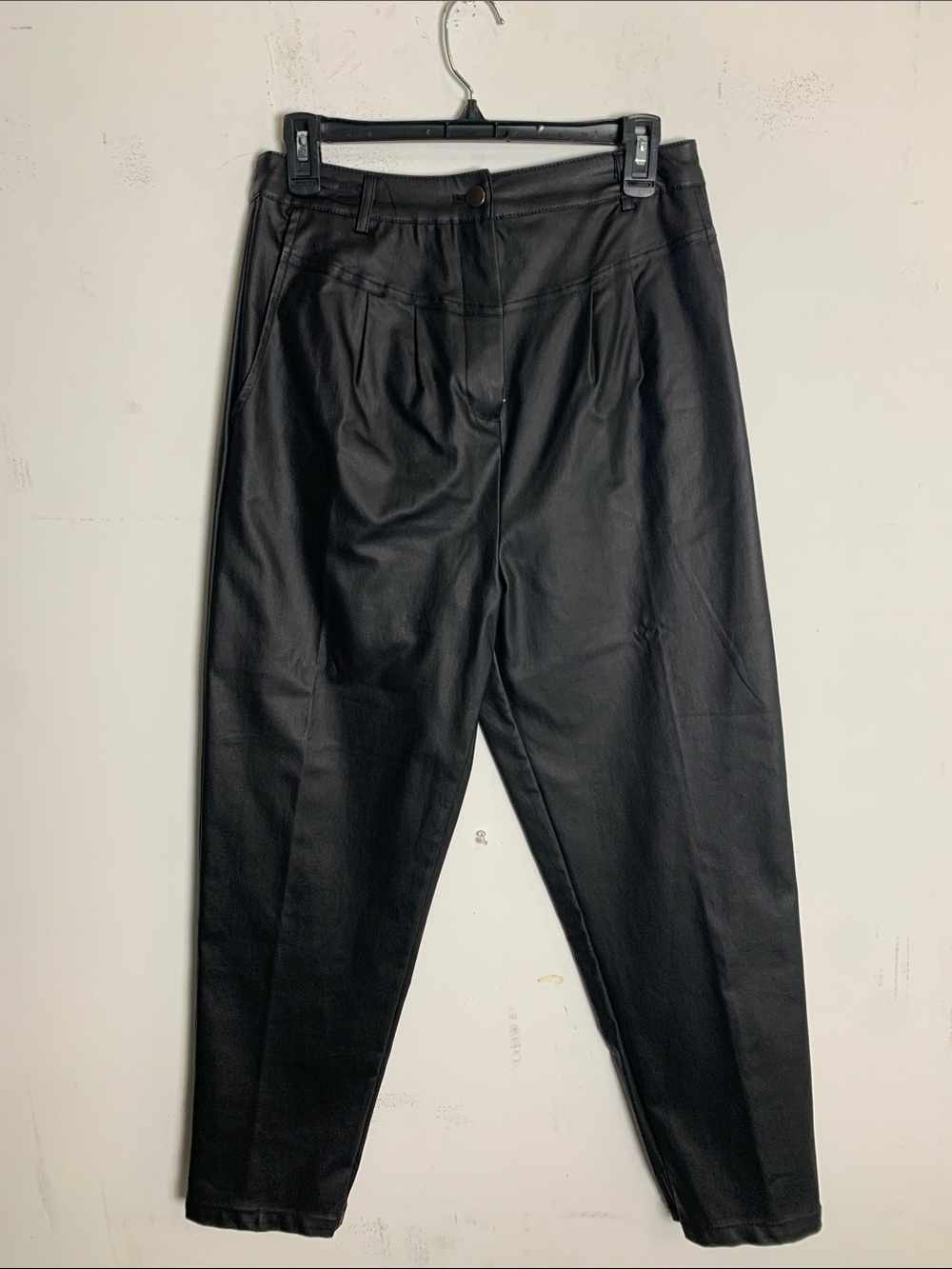 Gianni Bini Black Faux Leather Straight-Leg Pants